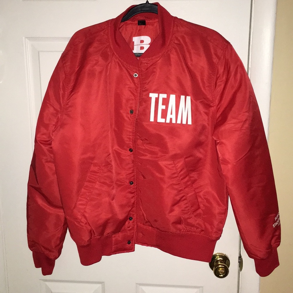 H&M red bomber jacket